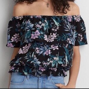 American Eagle Off the Shoulder Floral Top